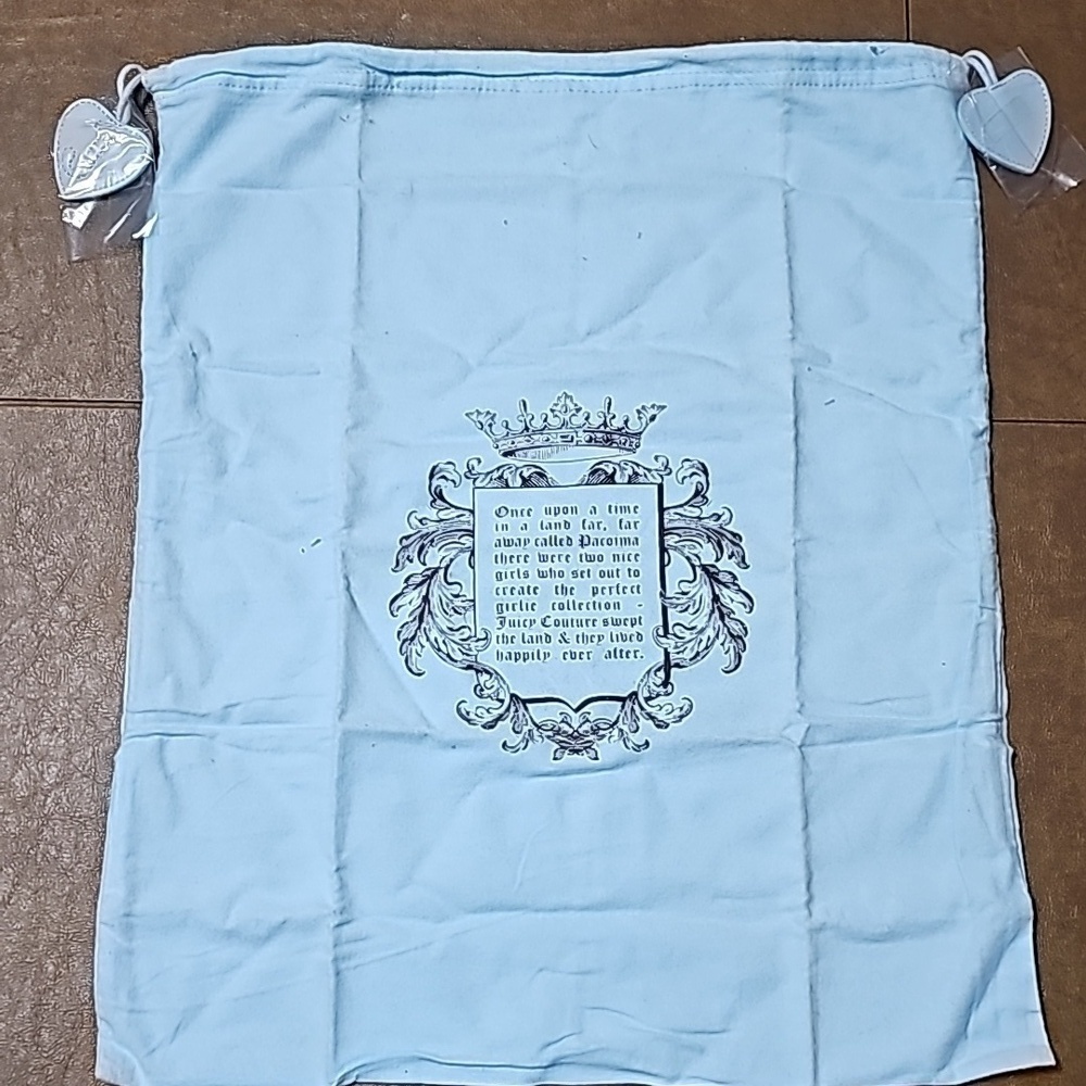 EW VINTAGE Juicy Couture Baby Blue Drawstring Dust Bags with Leather Hearts